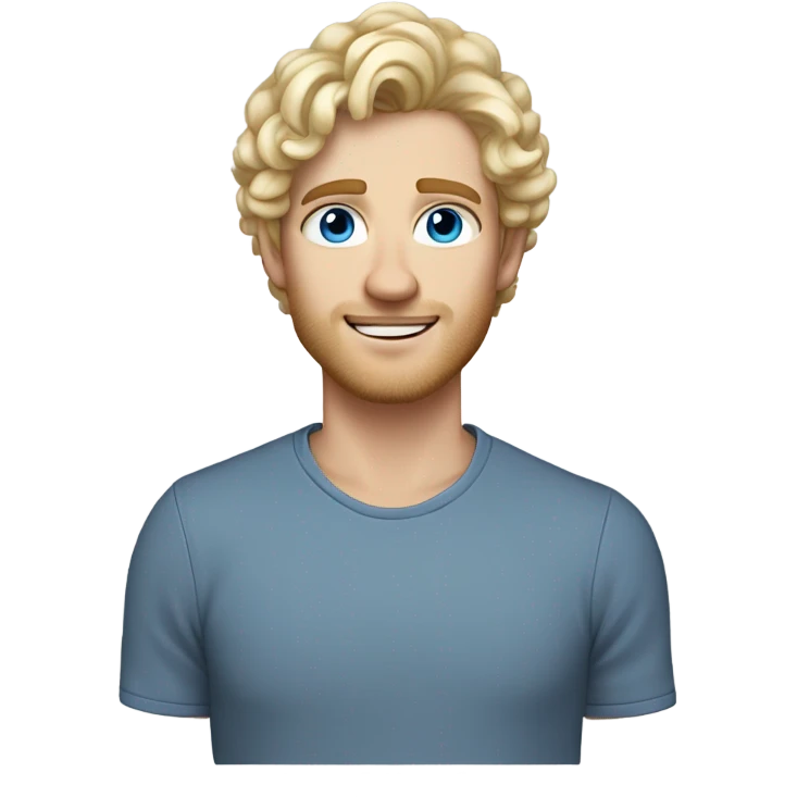 short curl blonde 30yo man blue eyed pale skin raised hand emoji