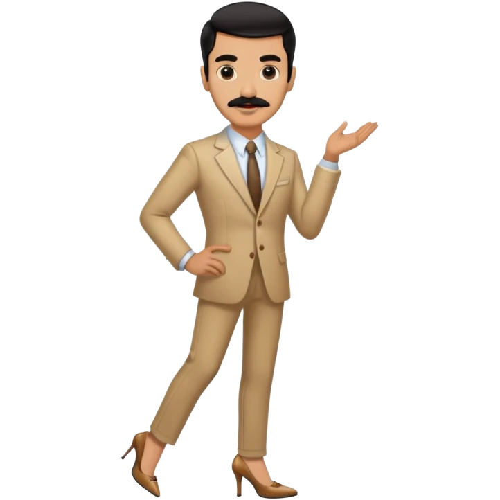 Man in high heels light brown with black hair and mustache  emoji