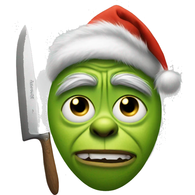 Emoji with a knife dressed as the grinch  emoji