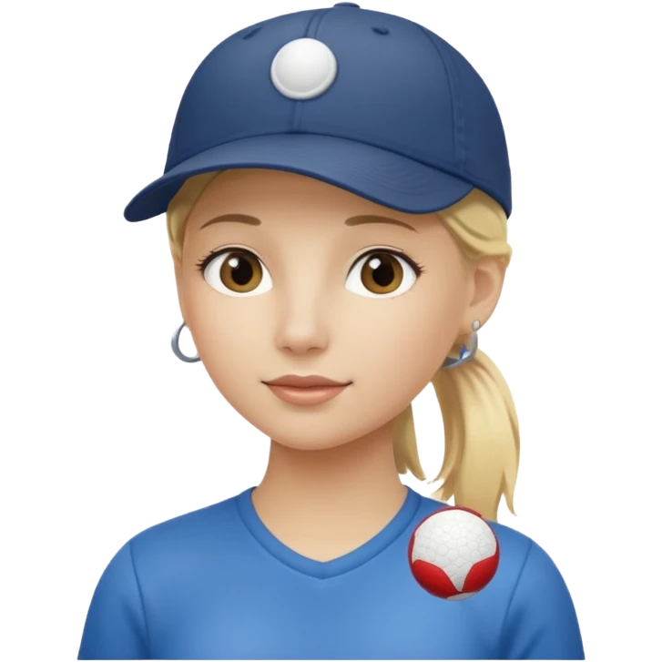 blond woman, pony tail, ball cap emoji