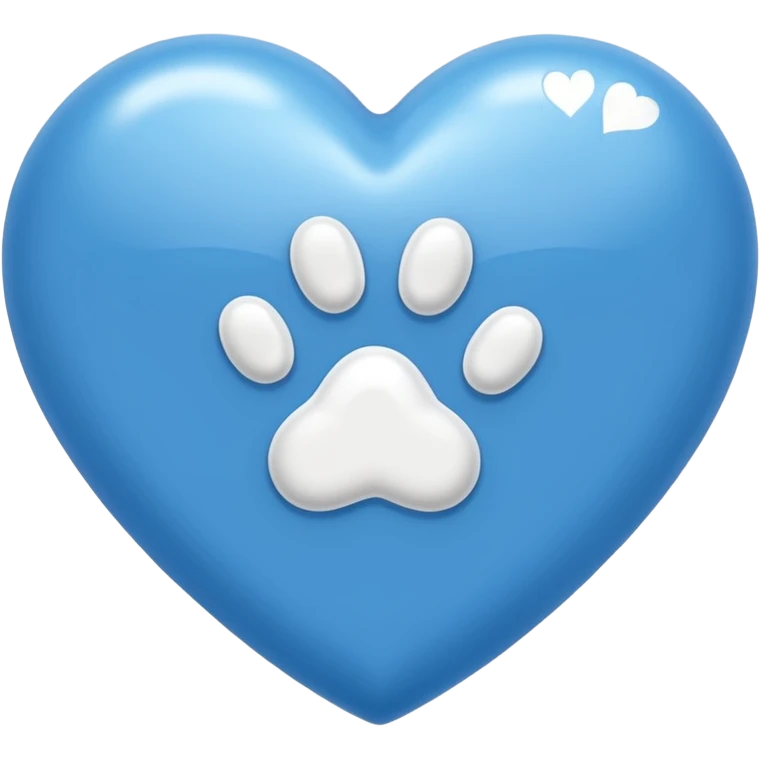Blue heart with a paw print inside emoji
