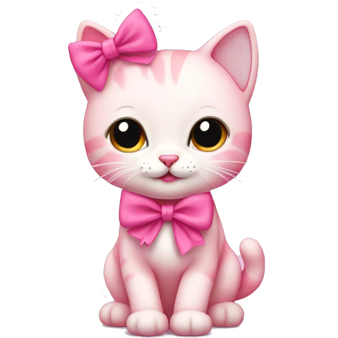 Cute pink kitty with a pink bow emoji