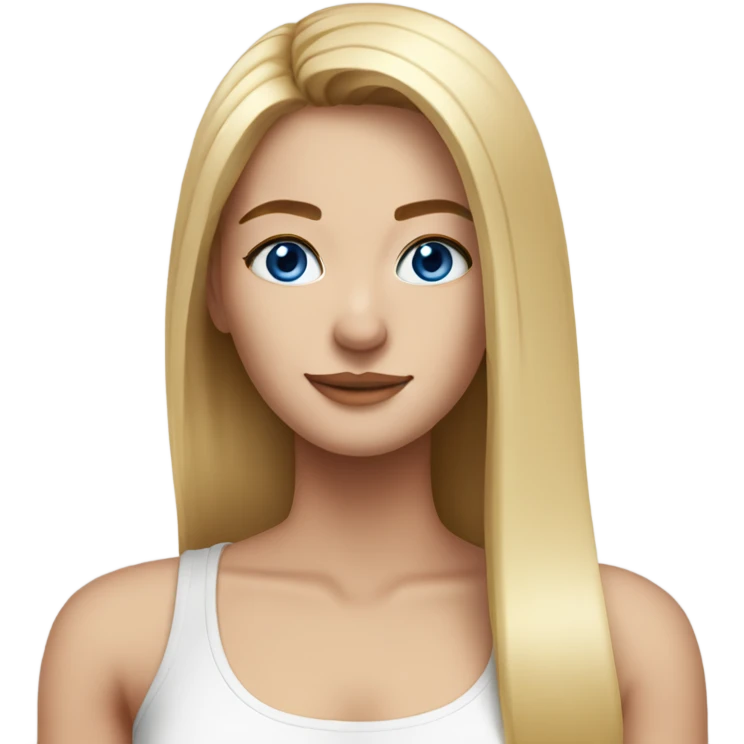 beautiful woman, long straight blonde hair, blue eyes, white tank top emoji