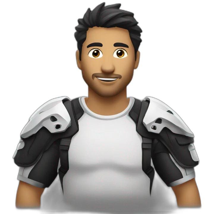 Chico medio gordo sobre una moto de enduro con remera negra con lobo BMS  emoji