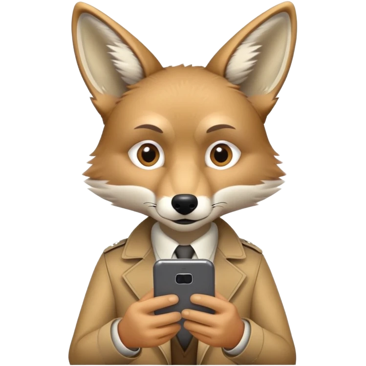 Coyote looking at his phone emoji