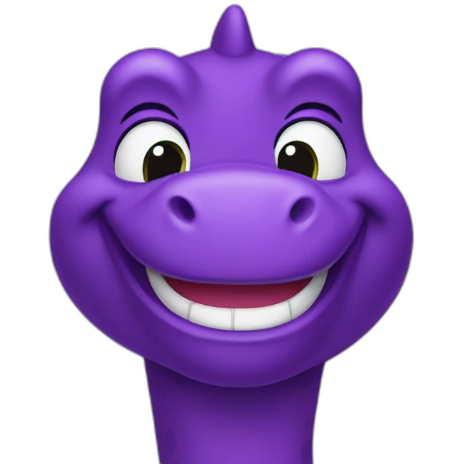barney the dinosaur purple smiling emoji