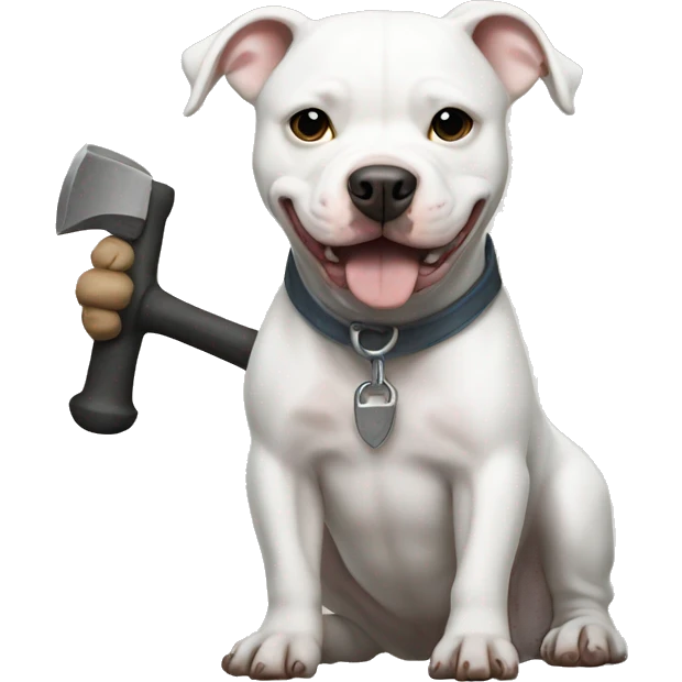 white pitbull holding a hammer emoji