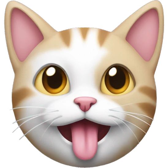 cat licking its lips with its hands out for a hug emoji