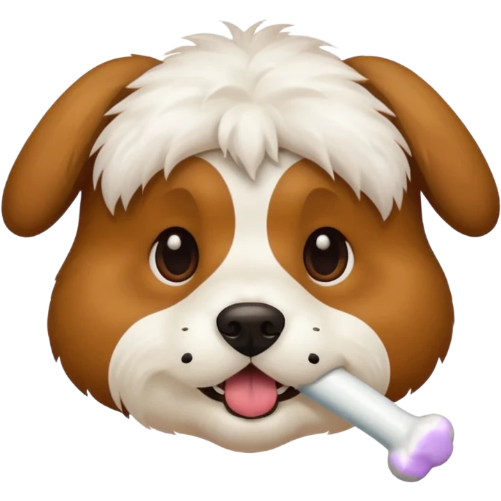 dog faace with bone in mouth emoji