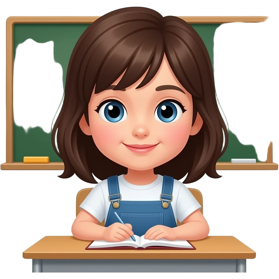 young girl in classroom environment emoji