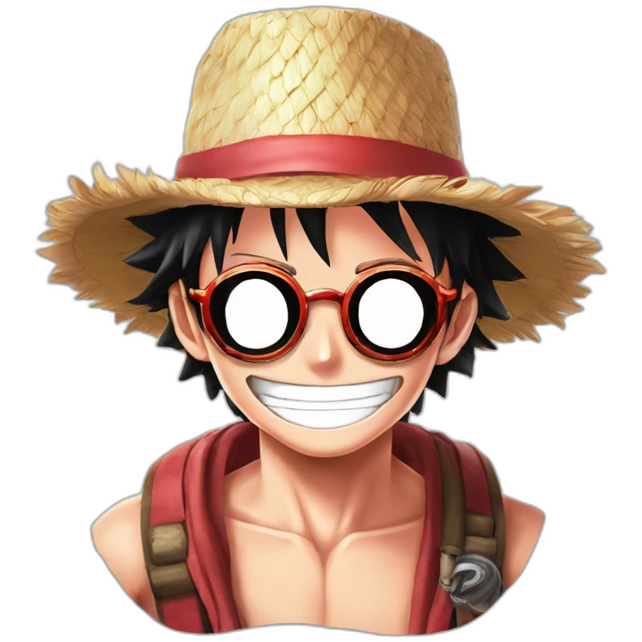 Fire emoji with a Monkey D Luffy straw hat & do Doflamingo glasses emoji