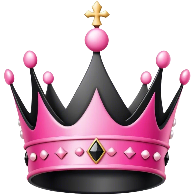black and pink crown emoji