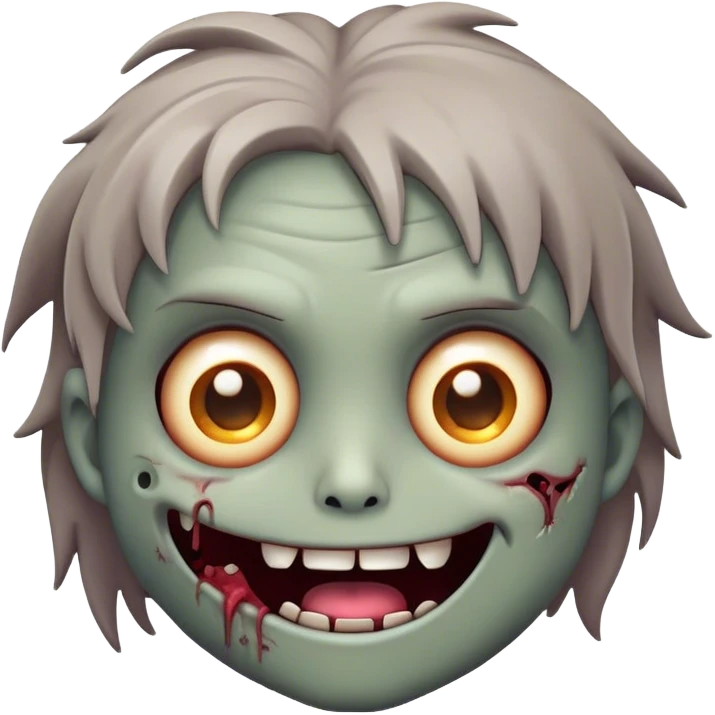 Cinematic Cute Zombie Portrait Emoji, with a delightfully quirky, slightly disheveled face in muted ashen hues, featuring quirky bright eyes and a playful, stitched-together smile, simplified yet irresistibly charming, highly detailed with a soft glowing outline that captures the adorable, offbeat spirit of a zombie who’s more cute than creepy! emoji