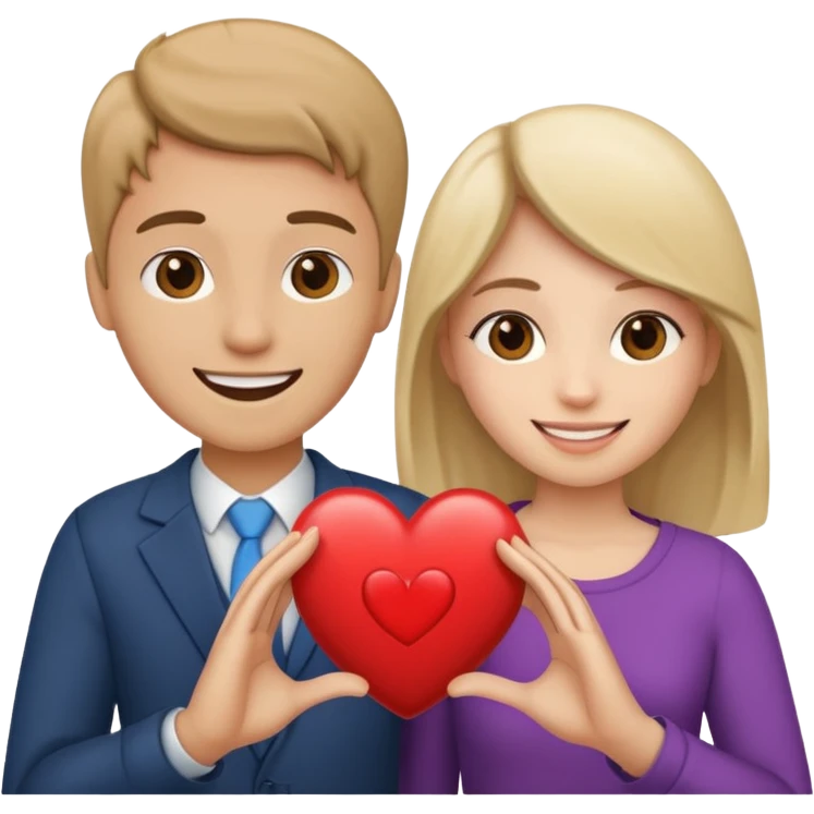 Two people holding half a heart up emoji