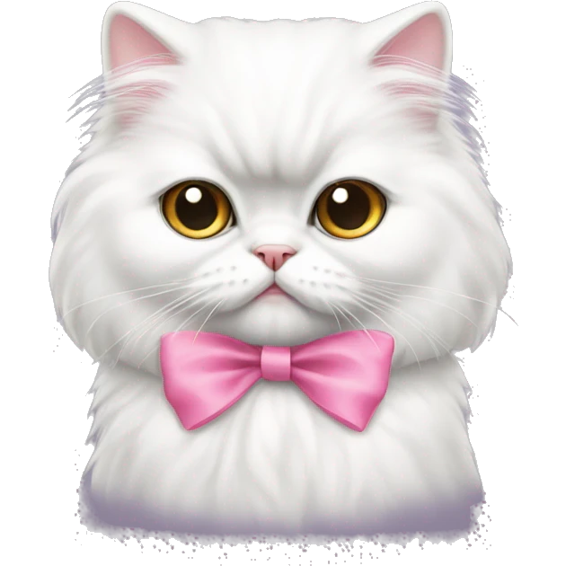 Cute white persian cat with a pink bow  emoji