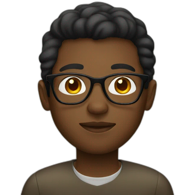 Young black man with glasses, apple style emoji  emoji
