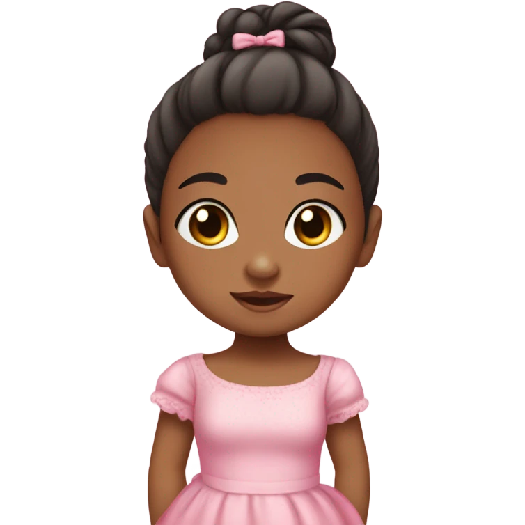 little baby girl with dark hair with pink dress and bun  emoji