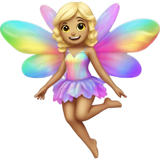 Iridescent fairy flying twinkle rainbow neon emoji