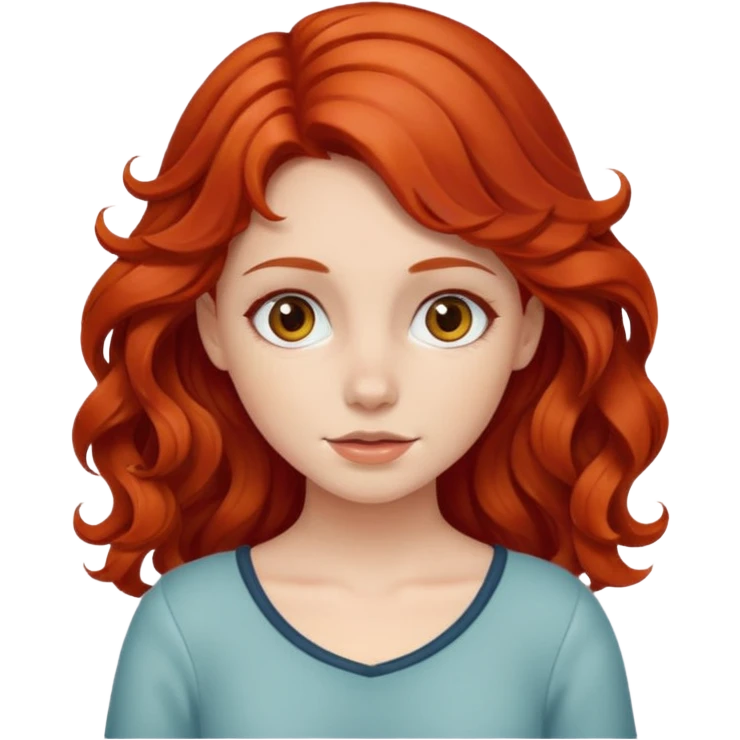 menina branca de cabelo vermelho ondulado  emoji
