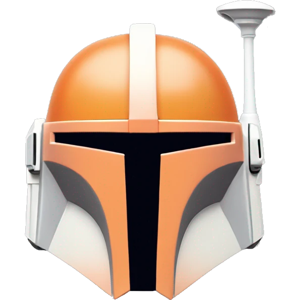 Pastel orange and white colored Mandalorian helmet with antenna emoji