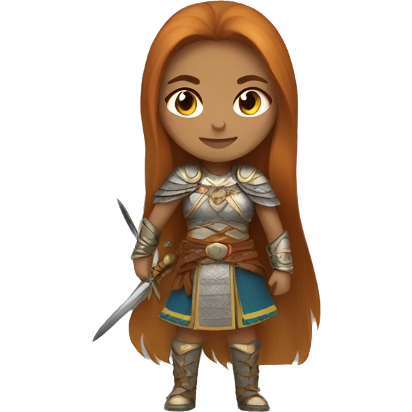 Brazilian female with ginger long hair wearing Mongolian warrior outfit emoji