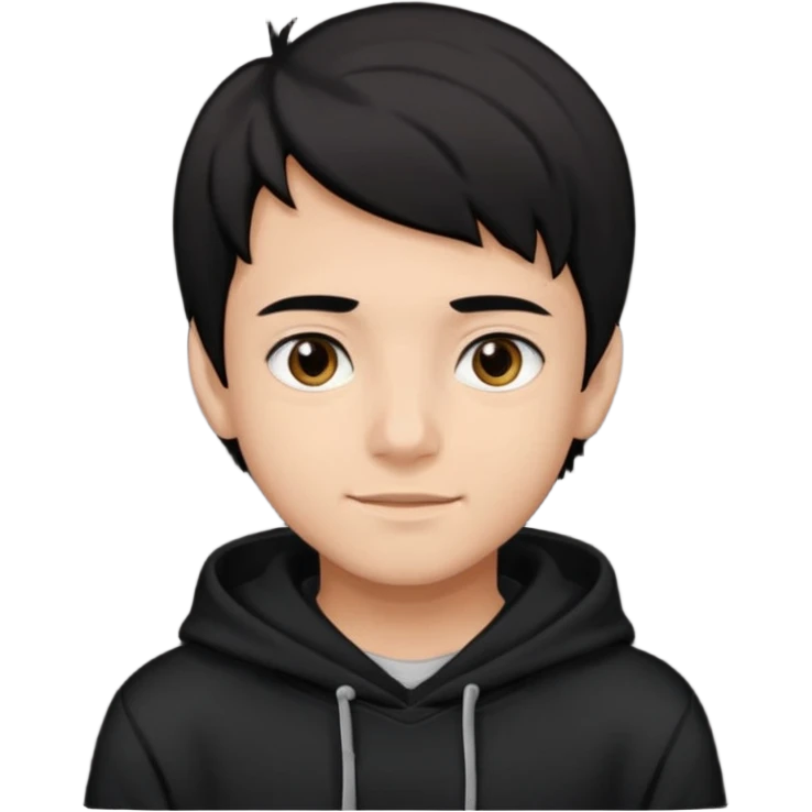 Chłopak ciemno brązowe oczy czarne włosy bluza czarna i taki bardziej żeby wyglądał na 18 latka i trochę usmiechniety emoji