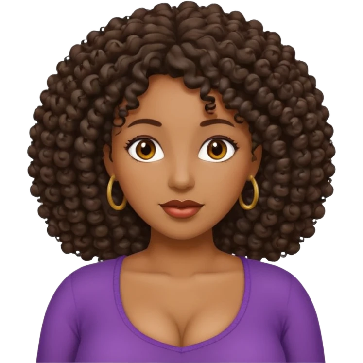 black woman bigger breast emoji curly hair darker. make her a little older emoji