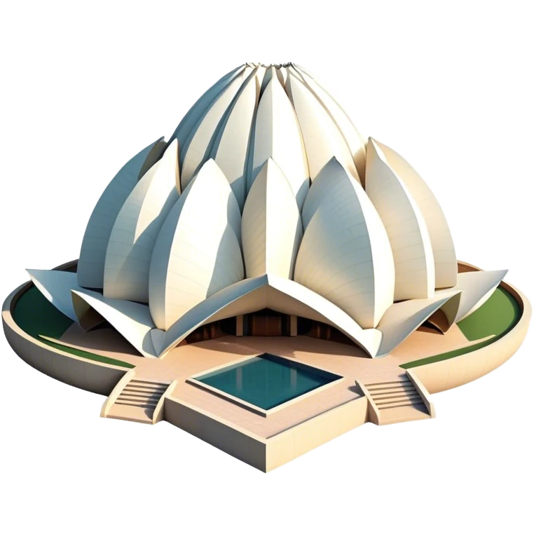 Cinematic Realistic Lotus Temple Landmark Emoji, showcasing the modern architectural marvel with petal‚Äêlike structures rendered with dynamic lighting and graceful textures. emoji