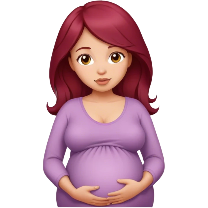 Beautiful burgundy haired pregnant girl emoji