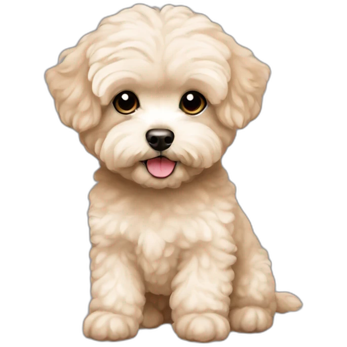 very light beige short-haired maltipoo with light brown ear emoji