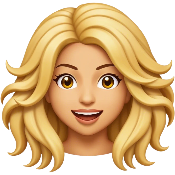 Cinematic Realistic Shakira Pop Culture Emoji, depicted with an energetic, dynamic portrayal of the global pop star rendered with lifelike textures and vibrant, charismatic lighting. emoji