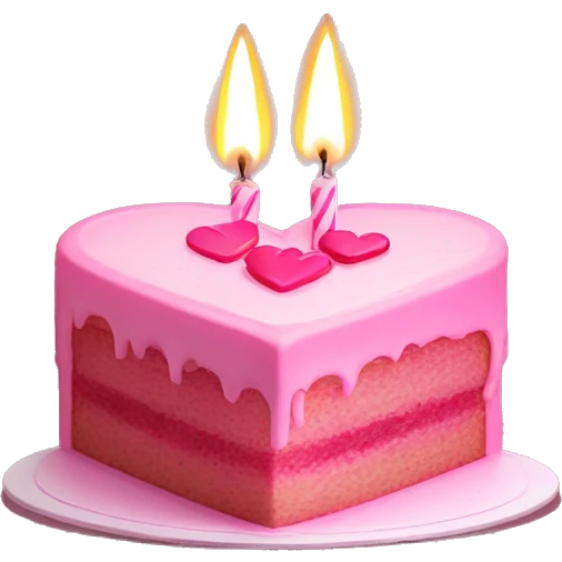 Pink heart shaped cake with candles emoji