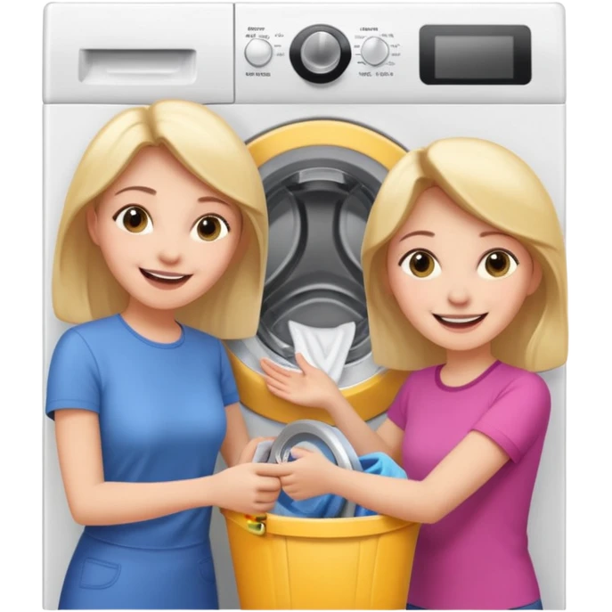 Mother and daughter opening a washing machine door emoji