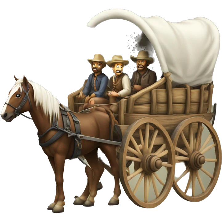 oregon trail wagon with 5 pioneers emoji