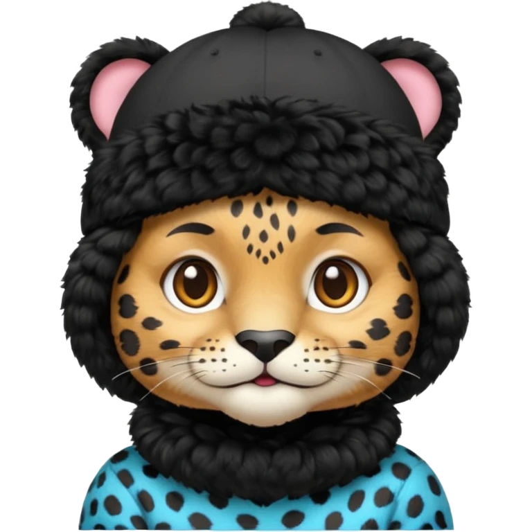 A black jaguar wearing a baby hat emoji