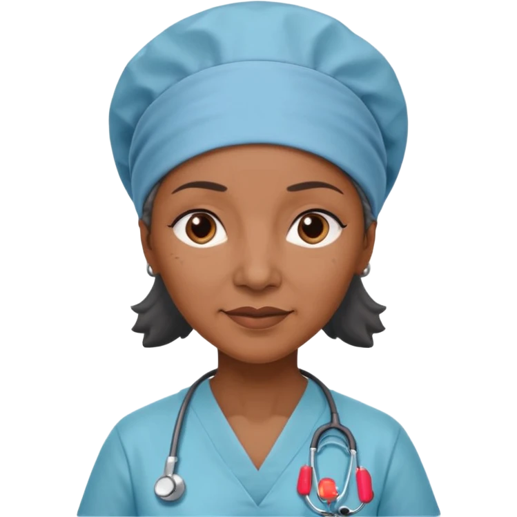 older black doctor woman with scrub cap not smiling emoji