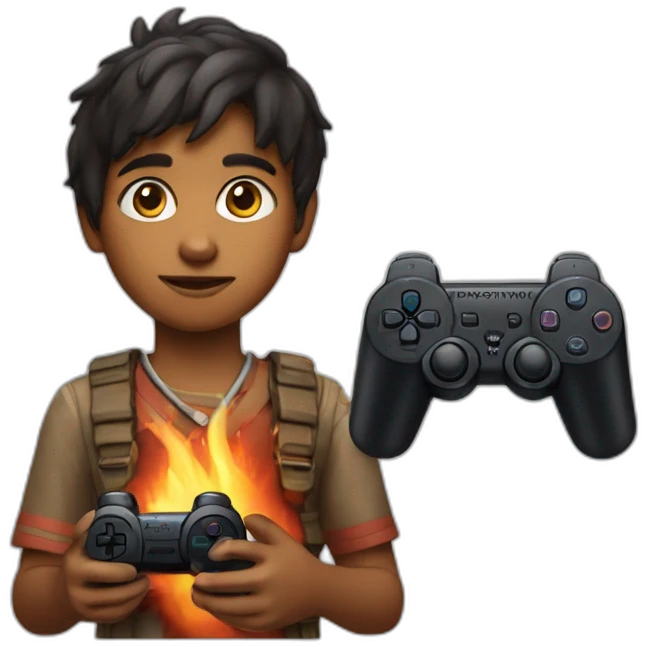 Indian Child With a PlayStation Fire Controller emoji