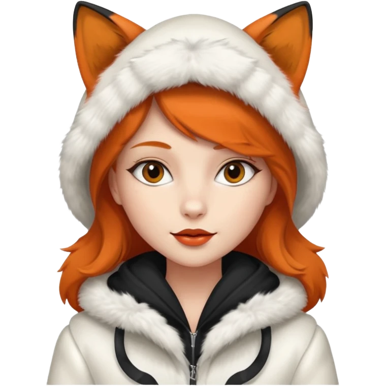 Girl, Fox Fur White Coat with Hood emoji