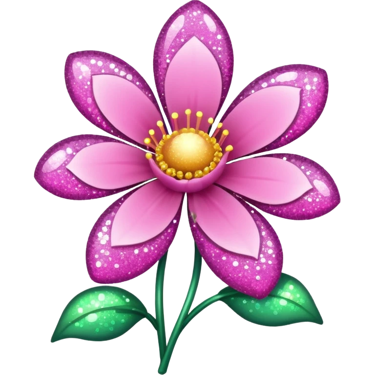 glitter pink flower emoji