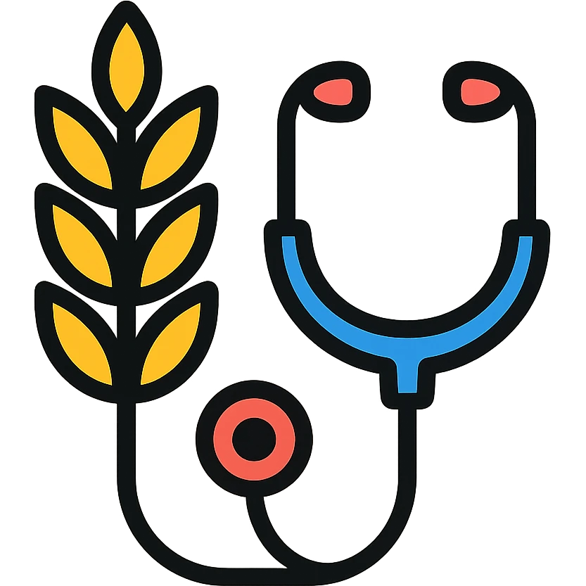 wheat stalk and medical stethoscope merged into one color outline icon emoji