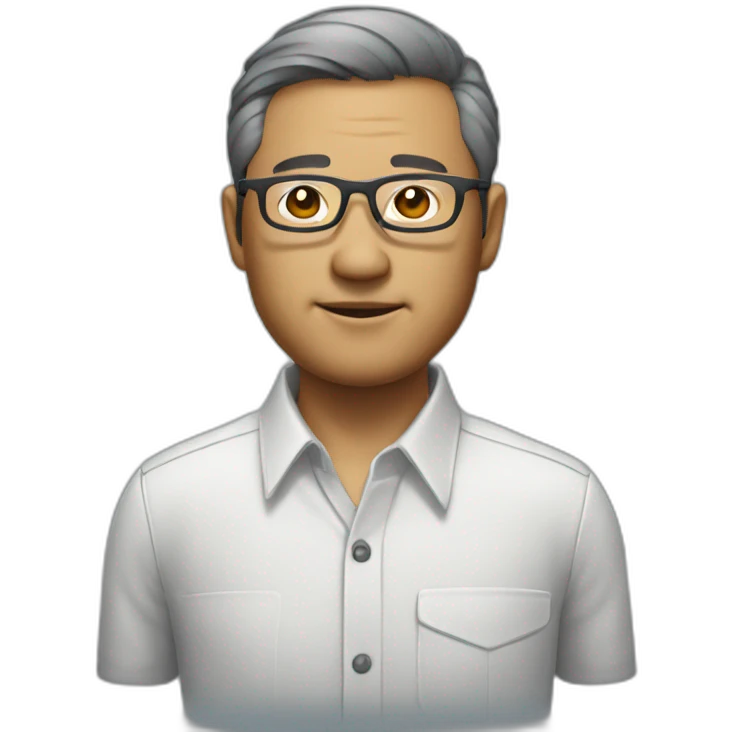middle aged chinese man with clear aviator glasses in a button down office shirt emoji