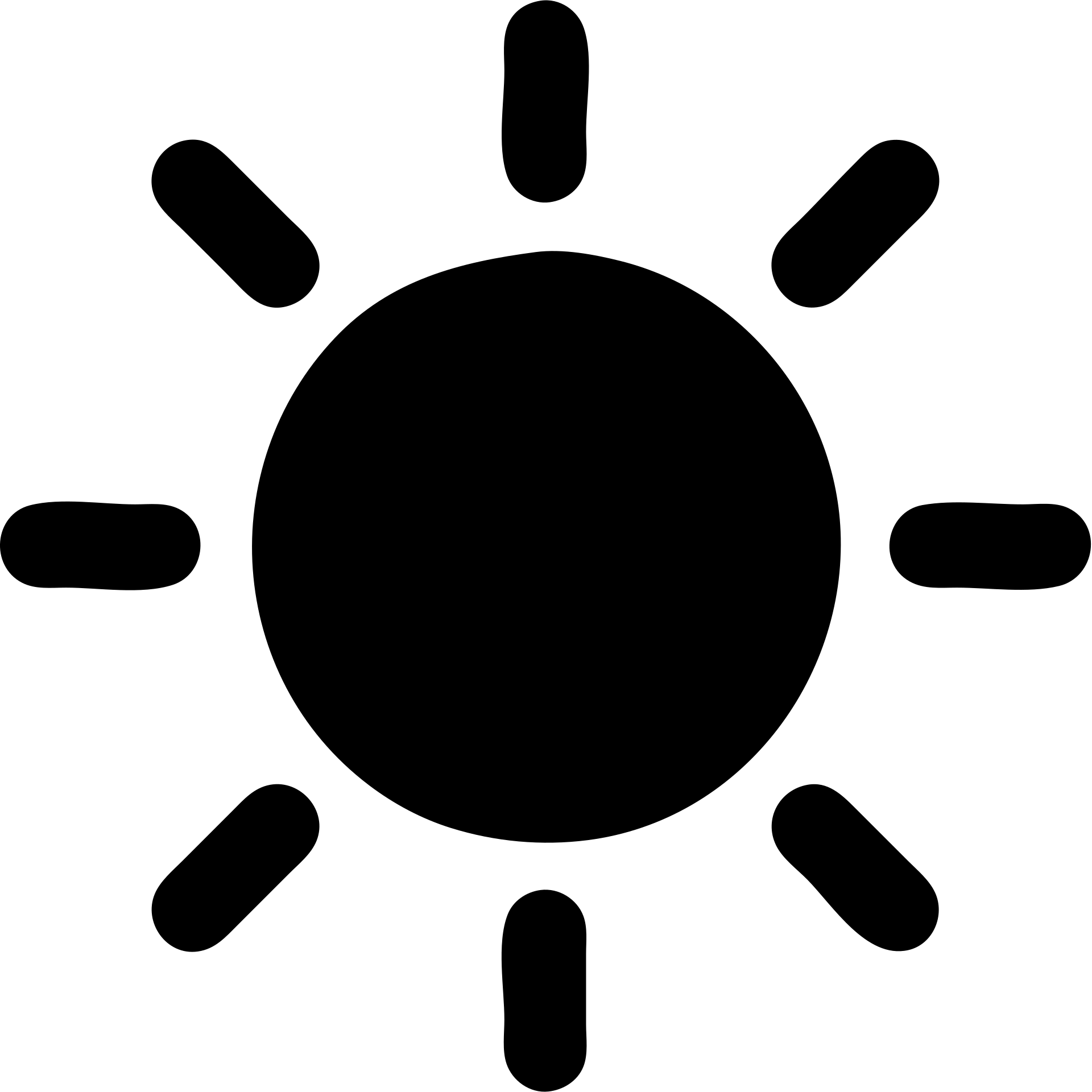 minimalist sun icon with solid circle and short simple rays emoji