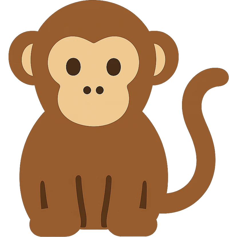 monkey, flat color icon, clean and modern emoji