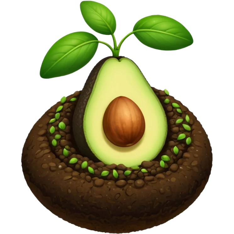 avocado seed sprouting in soil emoji