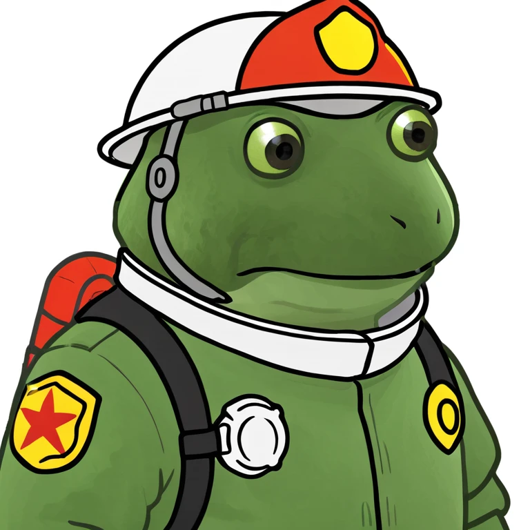 bufo in a fire fighter suit emoji