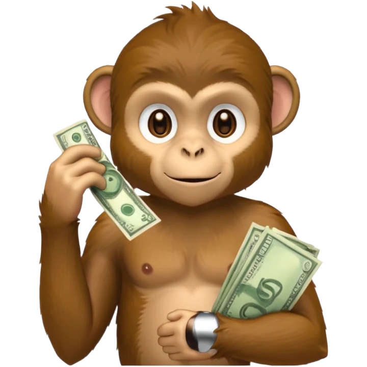 monkey holding money on shoudure emoji