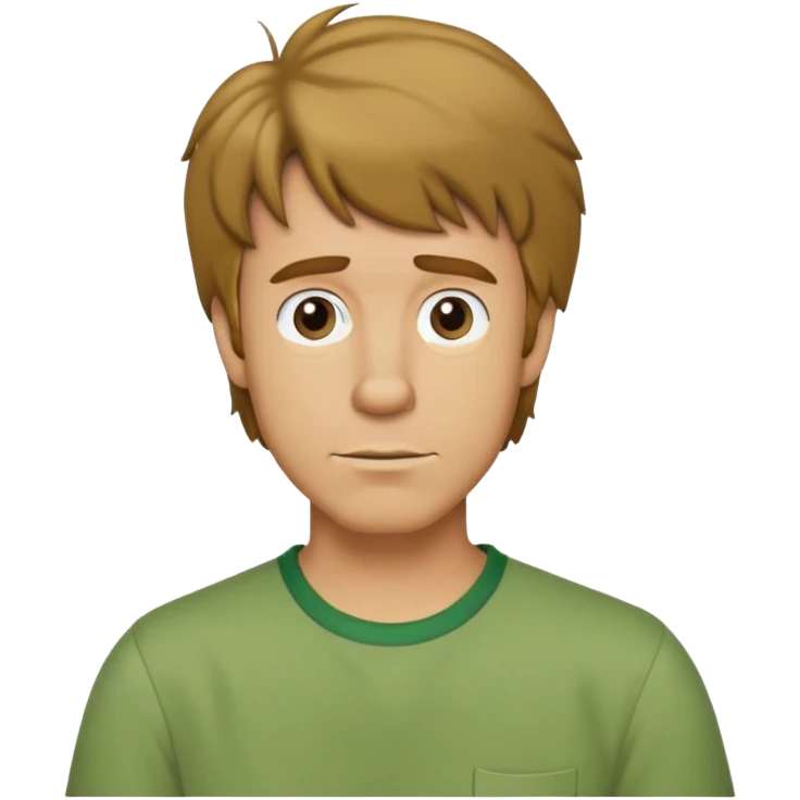 shaggy rogers, caucasian man, dark blonde, green shirt from scooby doo emoji