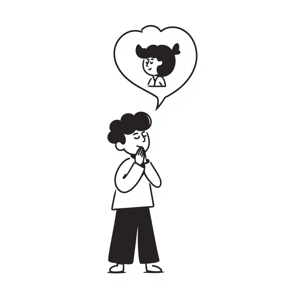 simple line hand-drawn doodle of a person praying emoji