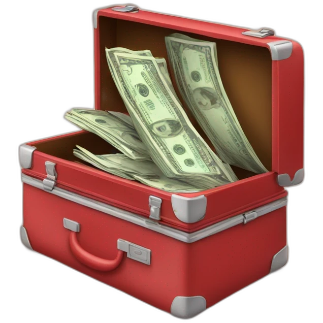 red briefcase opened money inside emoji
