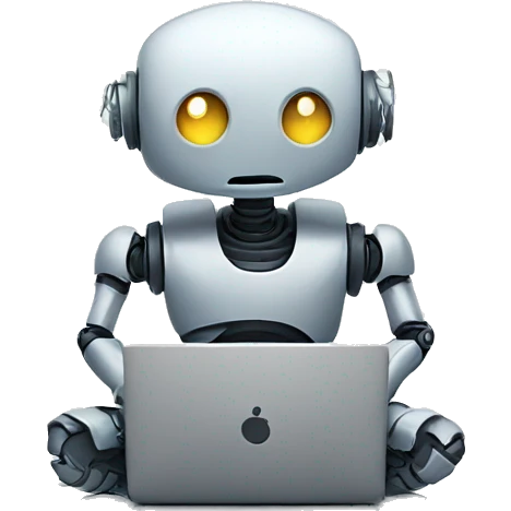 sad robot programming on laptop emoji